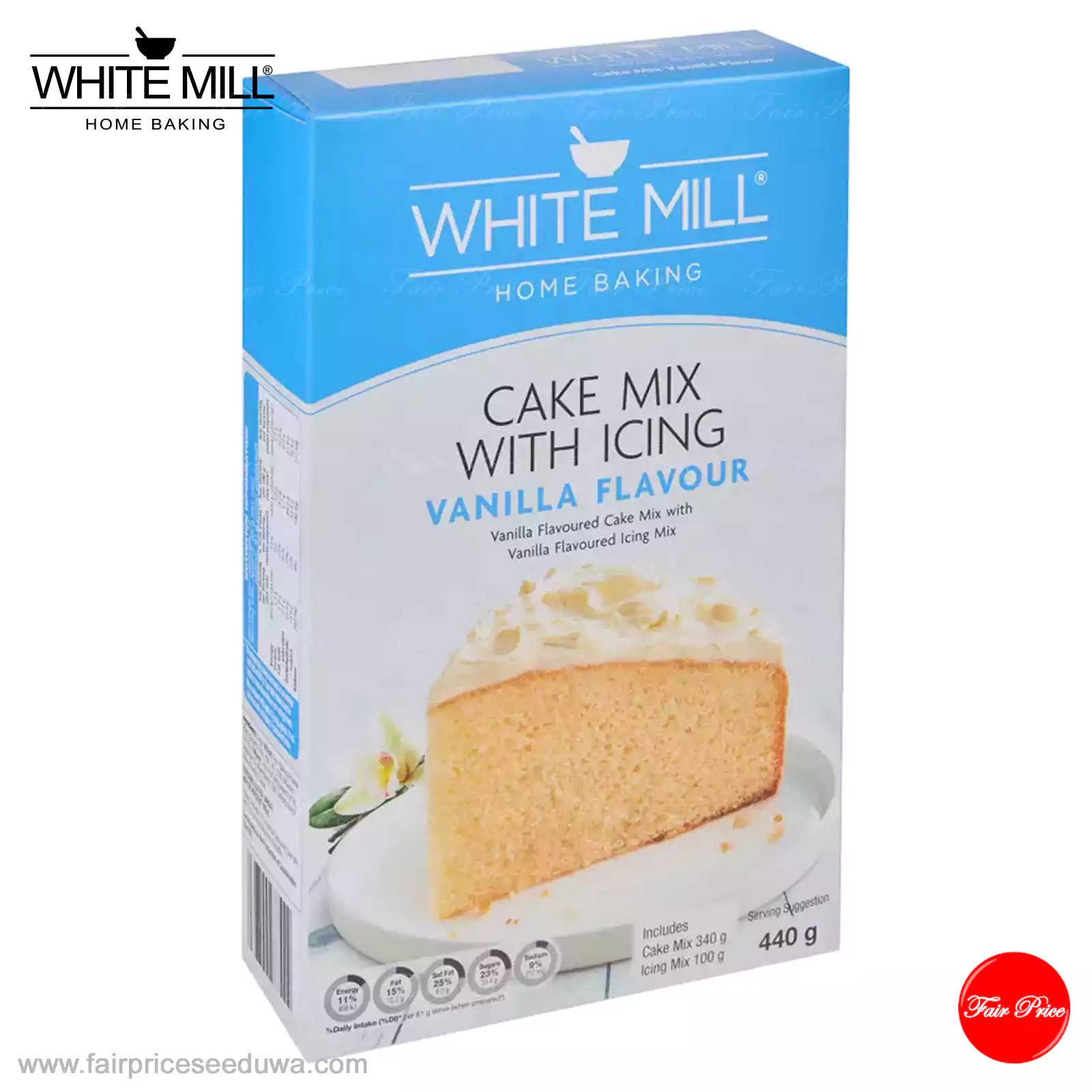 White Mill Vanilla Flavour Traditional Cake Mix with Icing 440g - Image 2