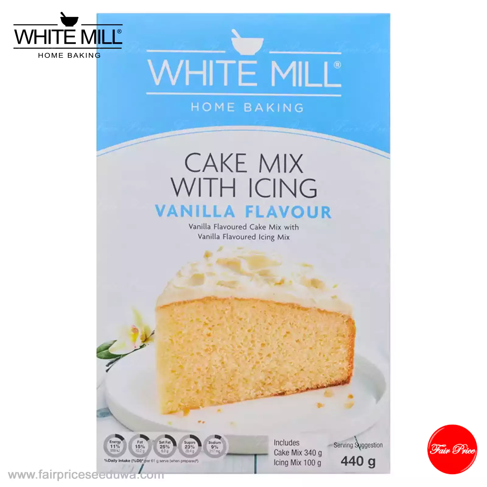 White Mill Vanilla Flavour Traditional Cake Mix with Icing 440g - Image 3