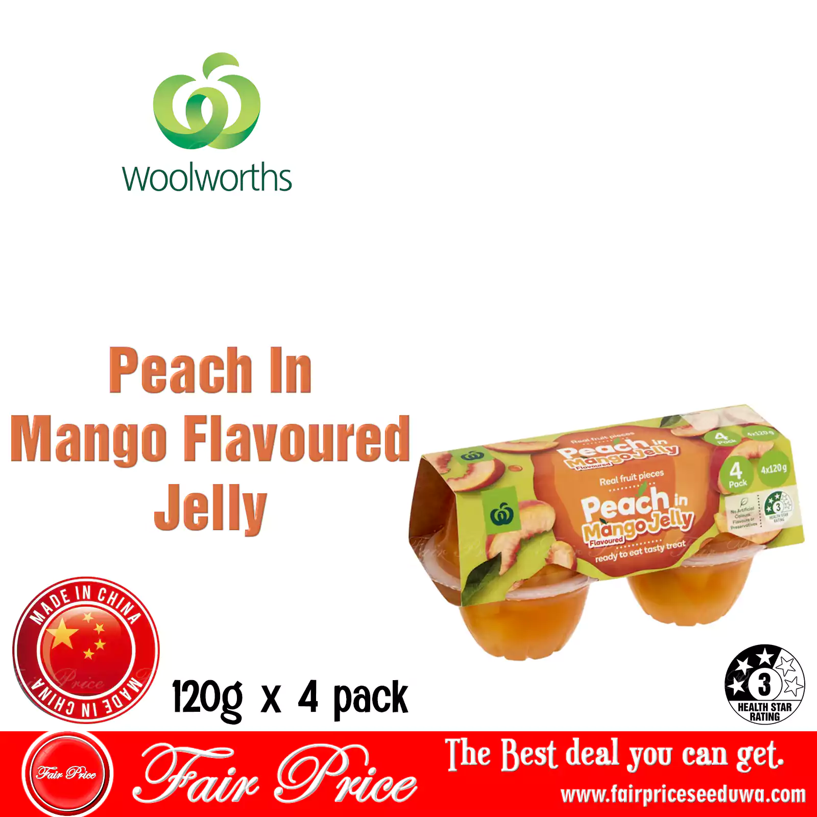 Woolworths Peach In Mango Flavoured Jelly 4 Pack