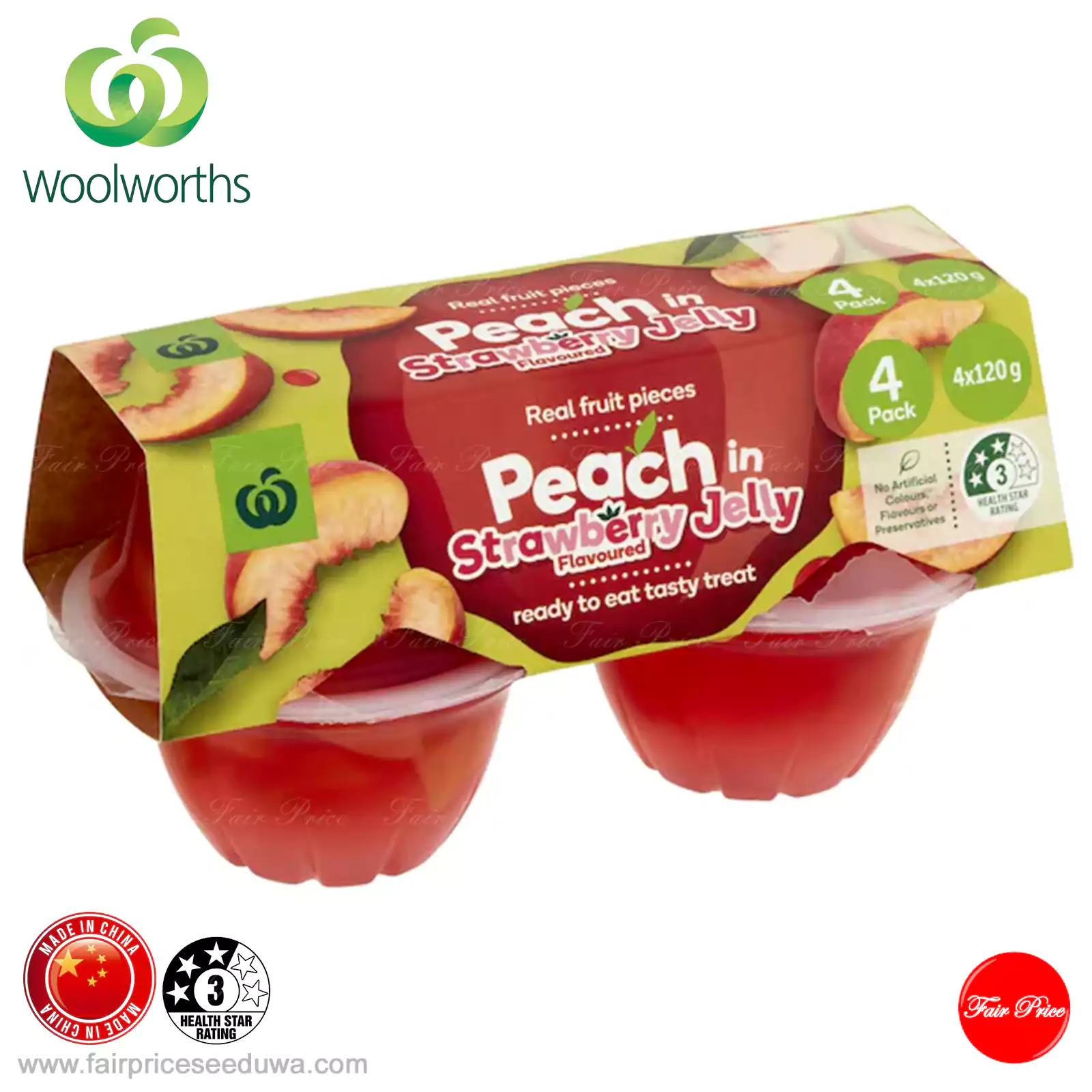 Woolworths Peach In Strawberry Jelly 4 Pack - Image 2