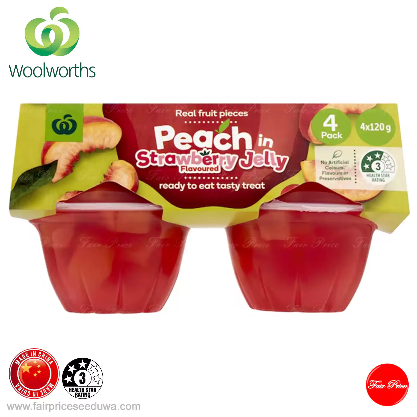 Woolworths Peach In Strawberry Jelly 4 Pack - Image 3