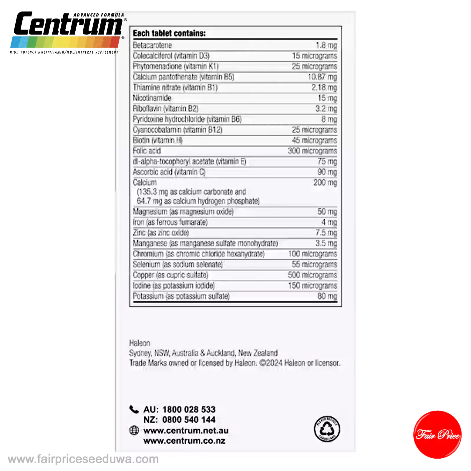 Centrum Advance 50+ Daily Multivitamin Supplements 120 pack - Image 11