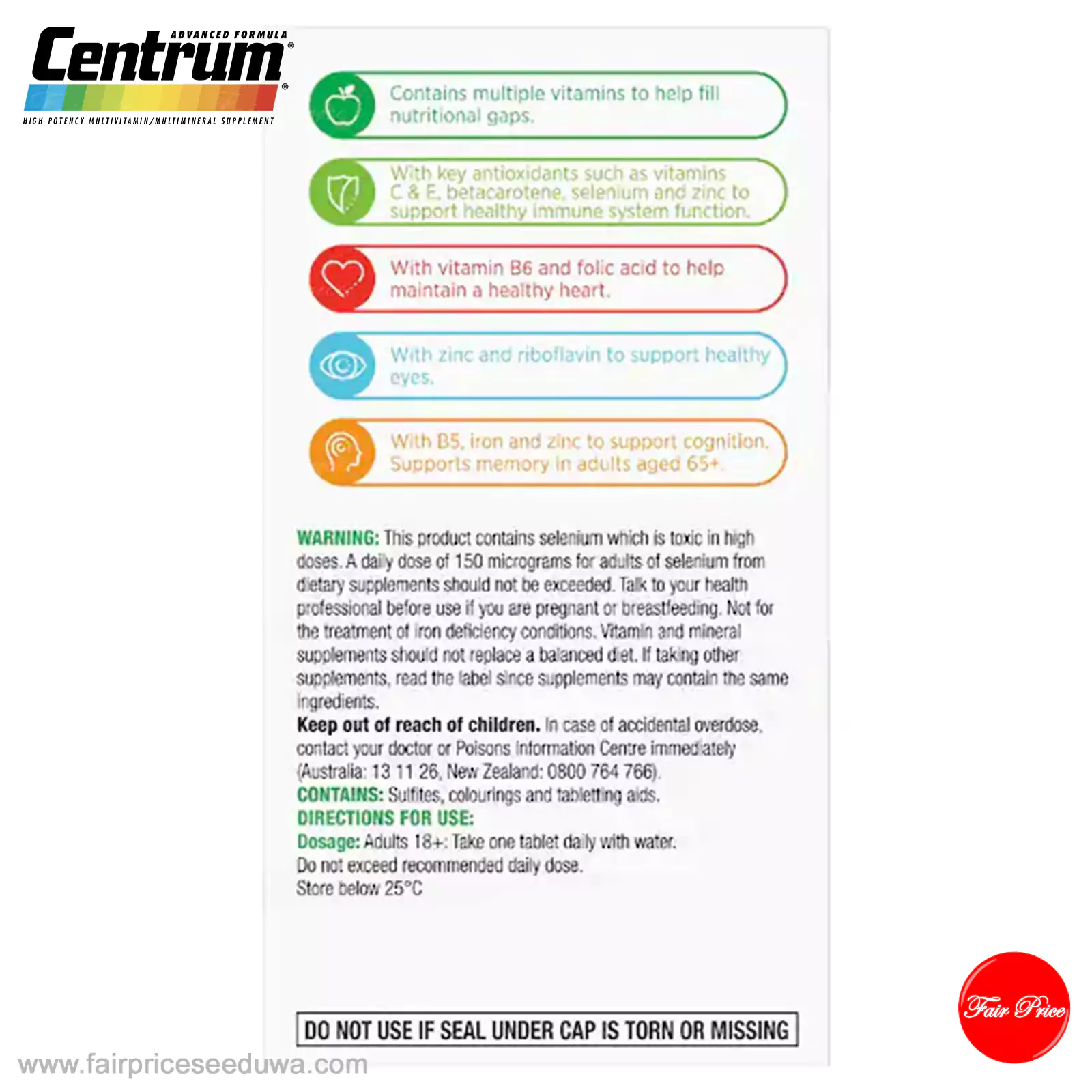 Centrum Advance 50+ Daily Multivitamin Supplements 120 pack - Image 10