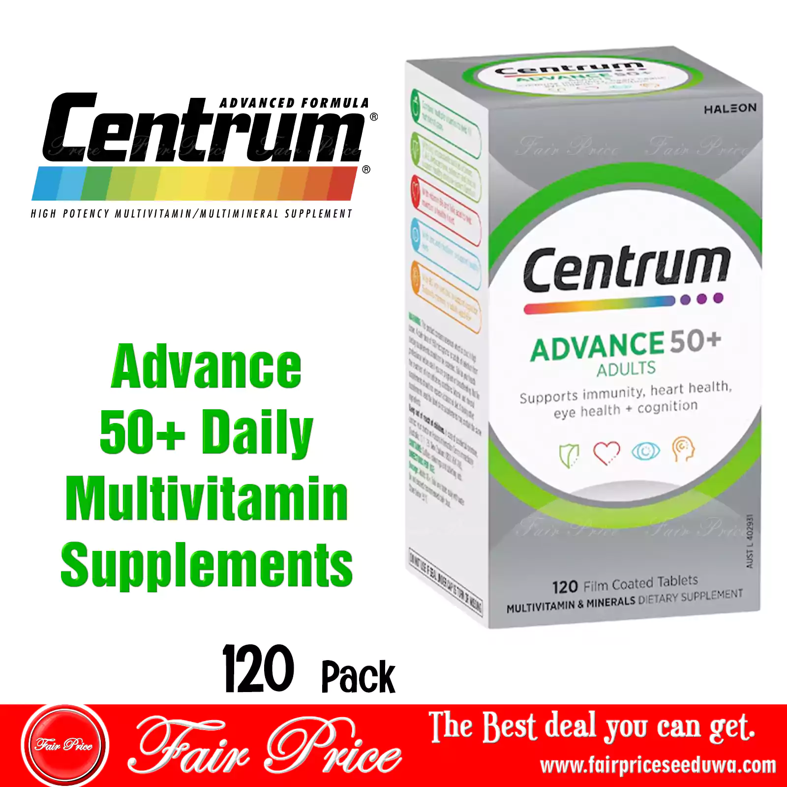 Centrum Advance 50+ Daily Multivitamin Supplements 120 pack