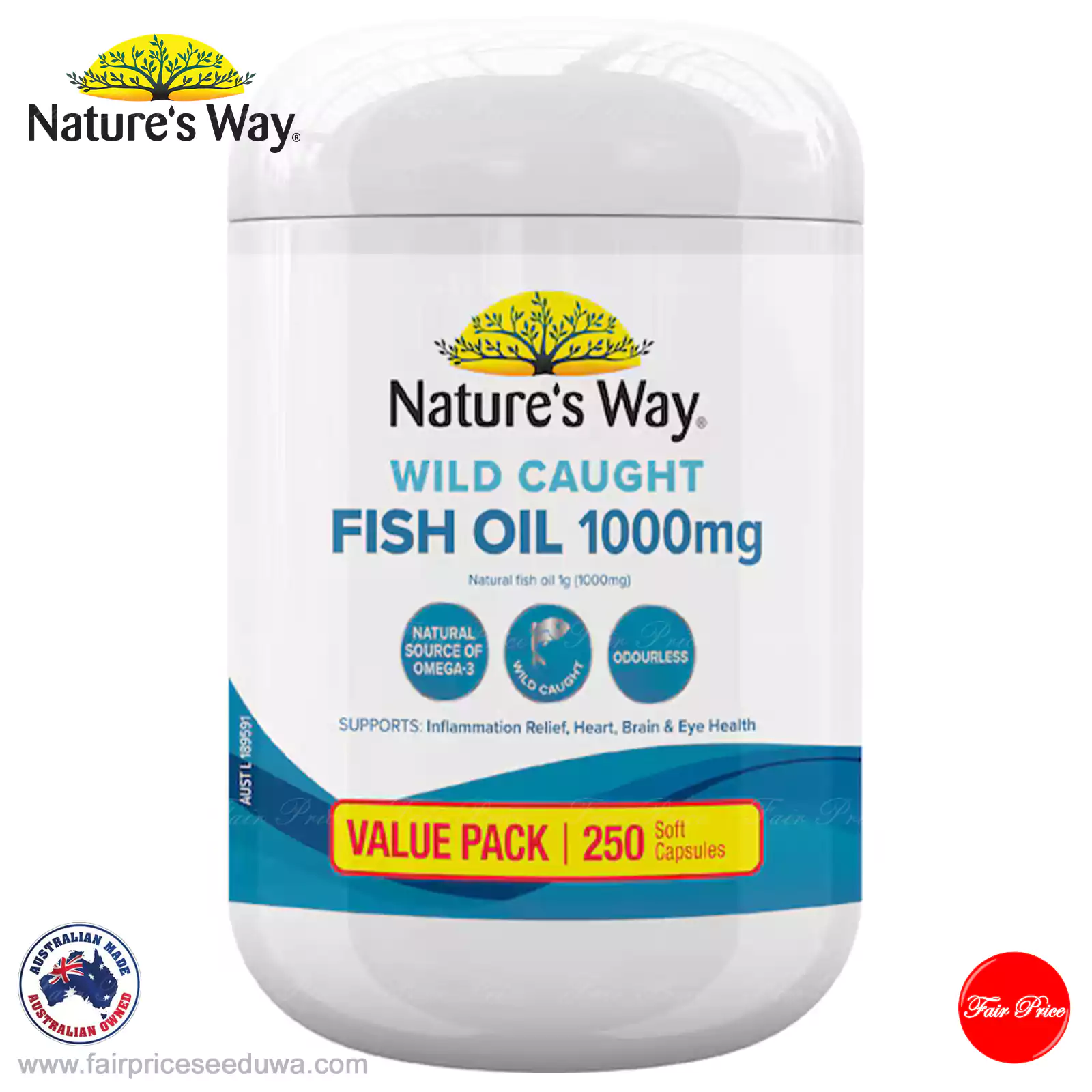 Nature's Way Wild Caught Fish Oil 1000mg Soft Capsules 250 pack - Image 2