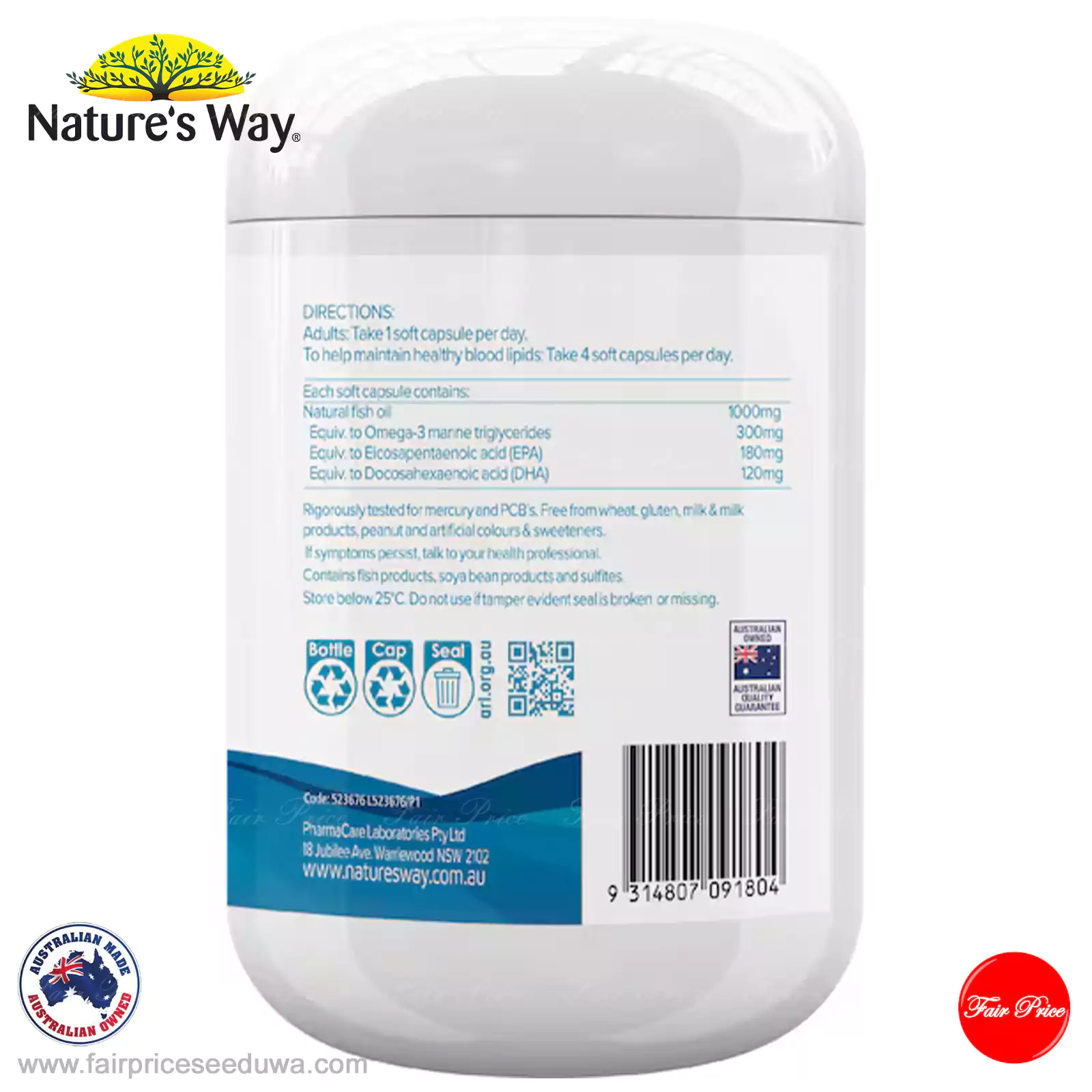 Nature's Way Wild Caught Fish Oil 1000mg Soft Capsules 250 pack - Image 3