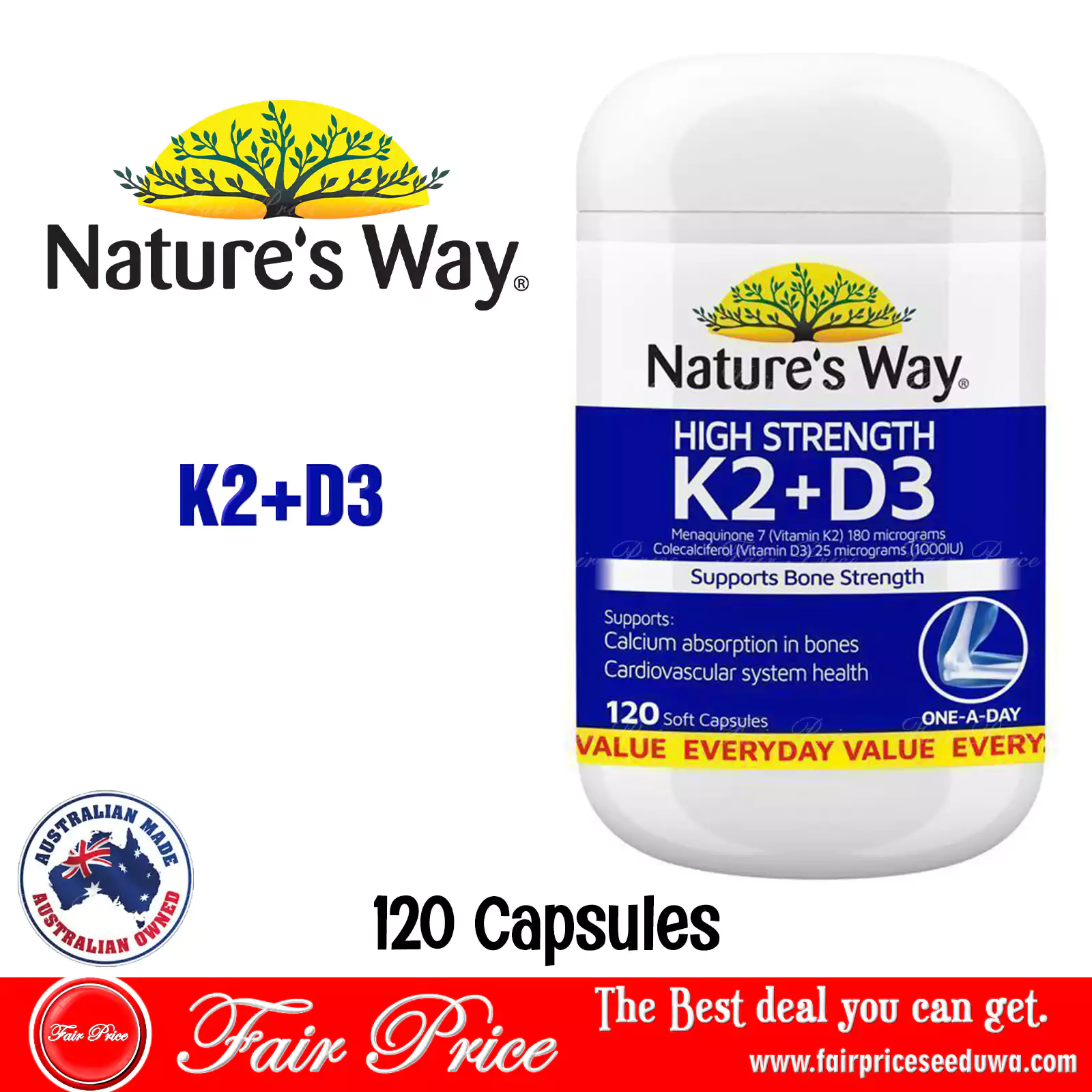 Natures Way K2+D3 120 Capsules
