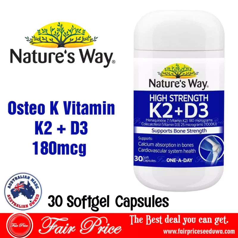 Nature's Way Osteo K Vitamin K2 + D3 180mcg 30 Softgel Capsules
