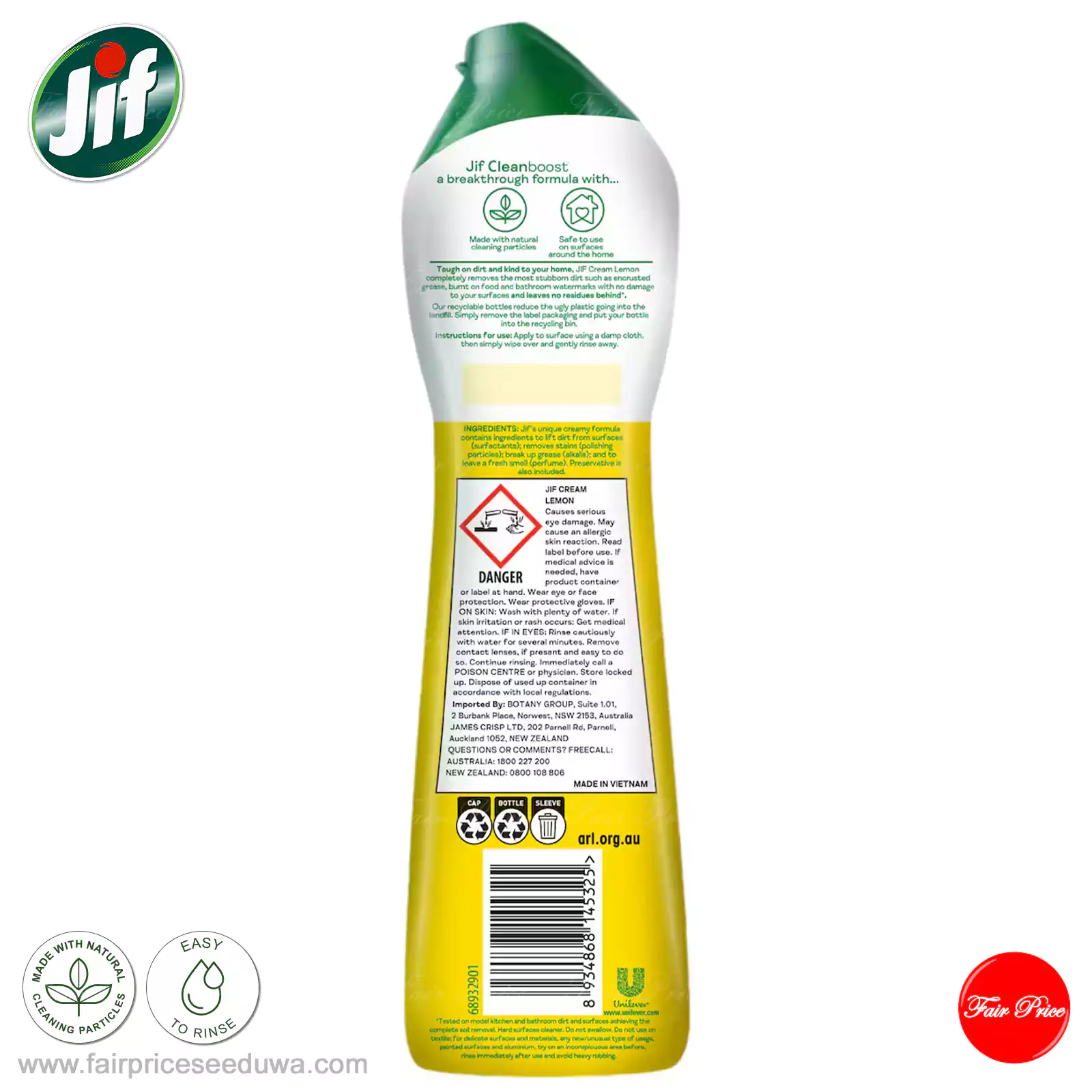 Jif Cream Cleanser With Micro Particles Lemon 500ml - Image 3