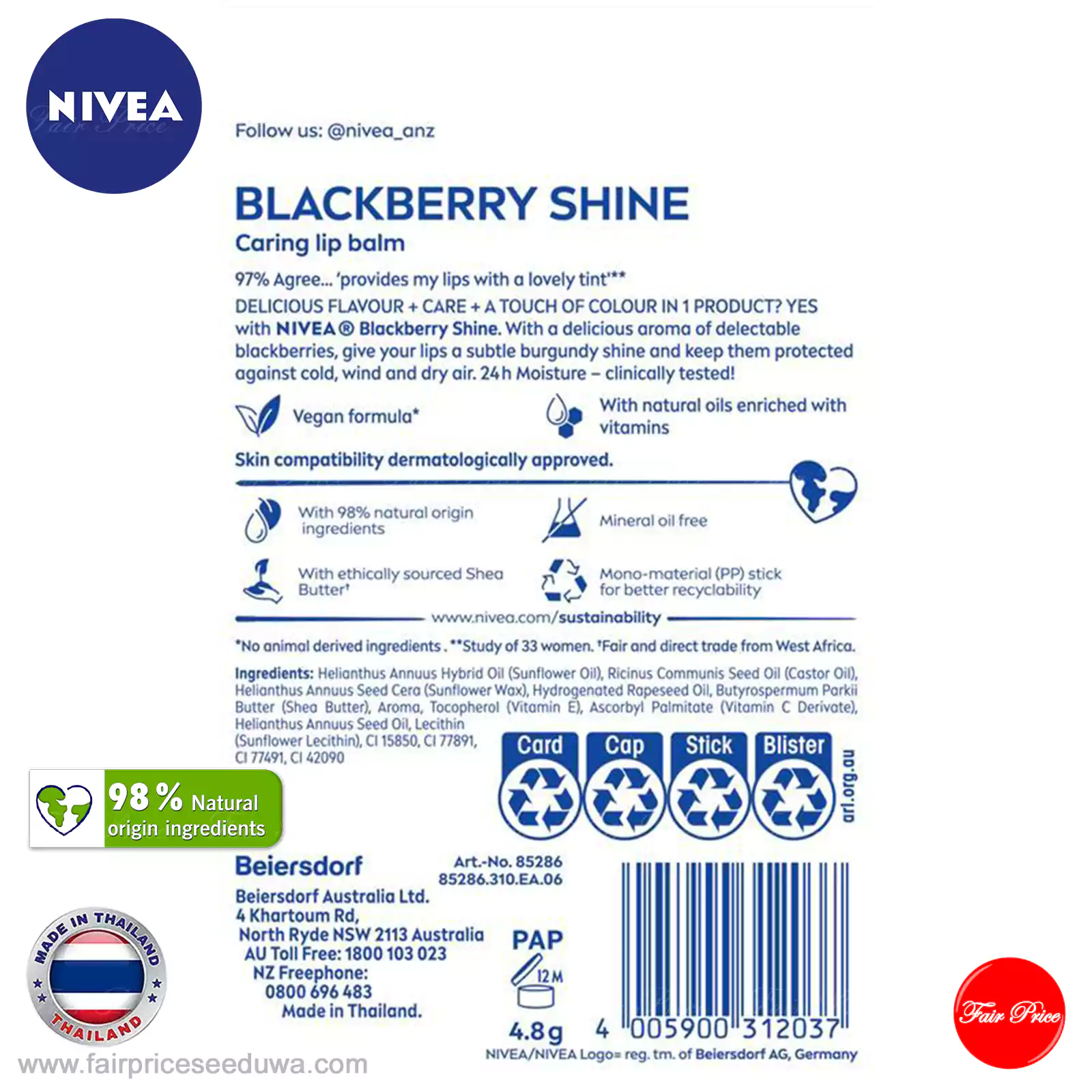 NIVEA Blackberry Shine Lip Balm 4.8g - Image 8