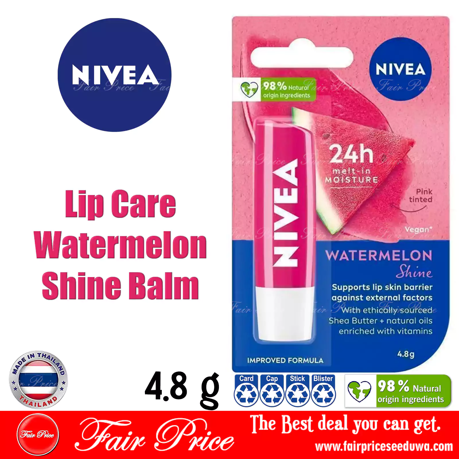 NIVEA Lip Care Watermelon Shine Balm 4.8g