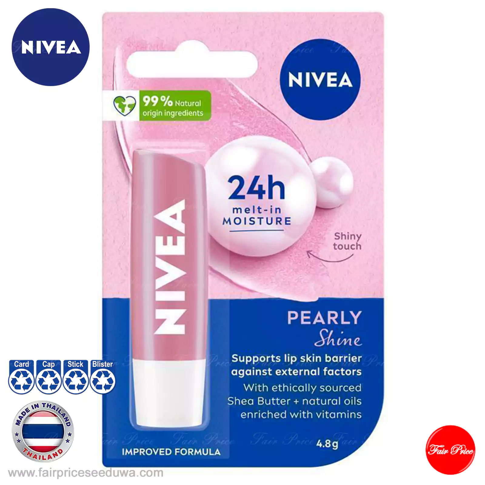 NIVEA Pearly Shine Moisturising Lip Balm 4.8g - Image 2