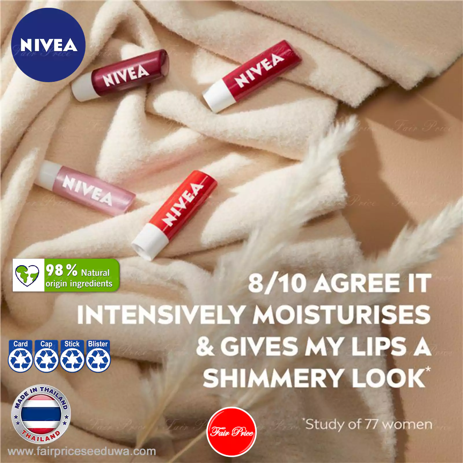 NIVEA Pearly Shine Moisturising Lip Balm 4.8g - Image 3