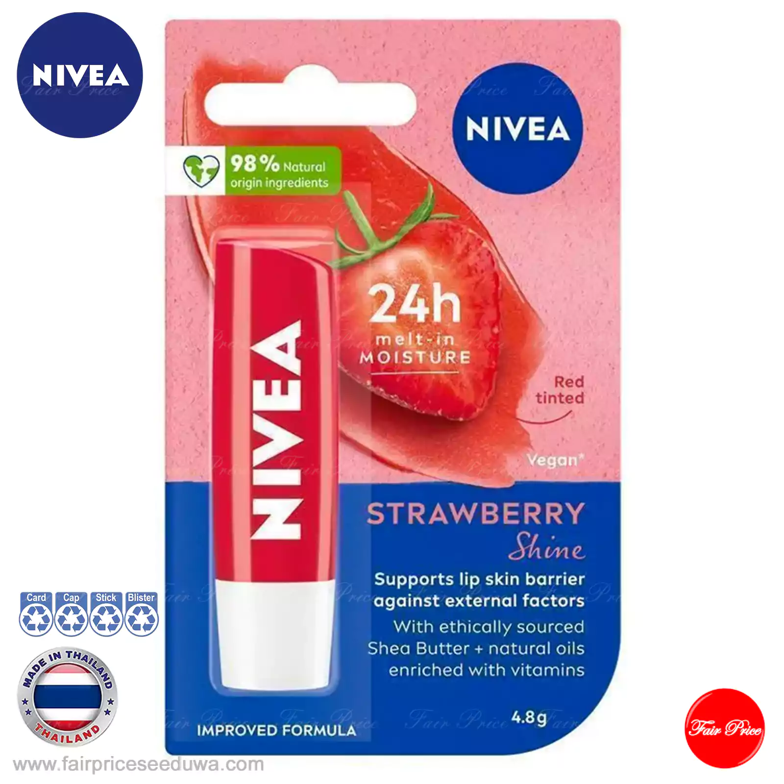 NIVEA Strawberry Shine Limited Edition Lip Balm 4.8g - Image 2