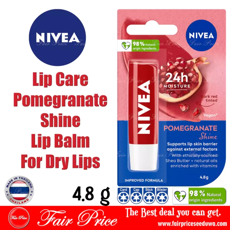 Nivea Lip Care Pomegranate Shine Lip Balm For Dry Lips 4.8g