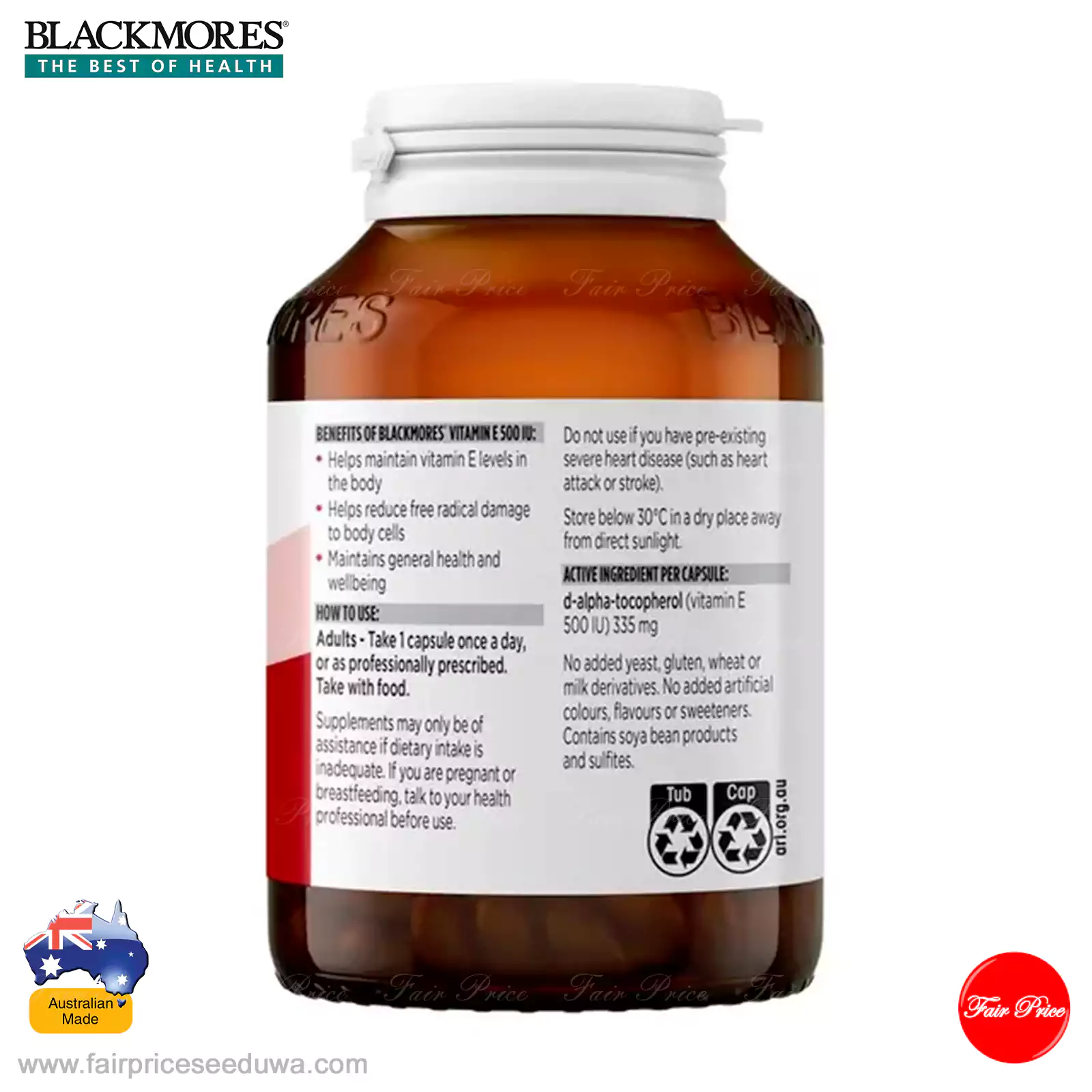 Blackmores Vitamin E 500IU 150 Capsules - Image 4