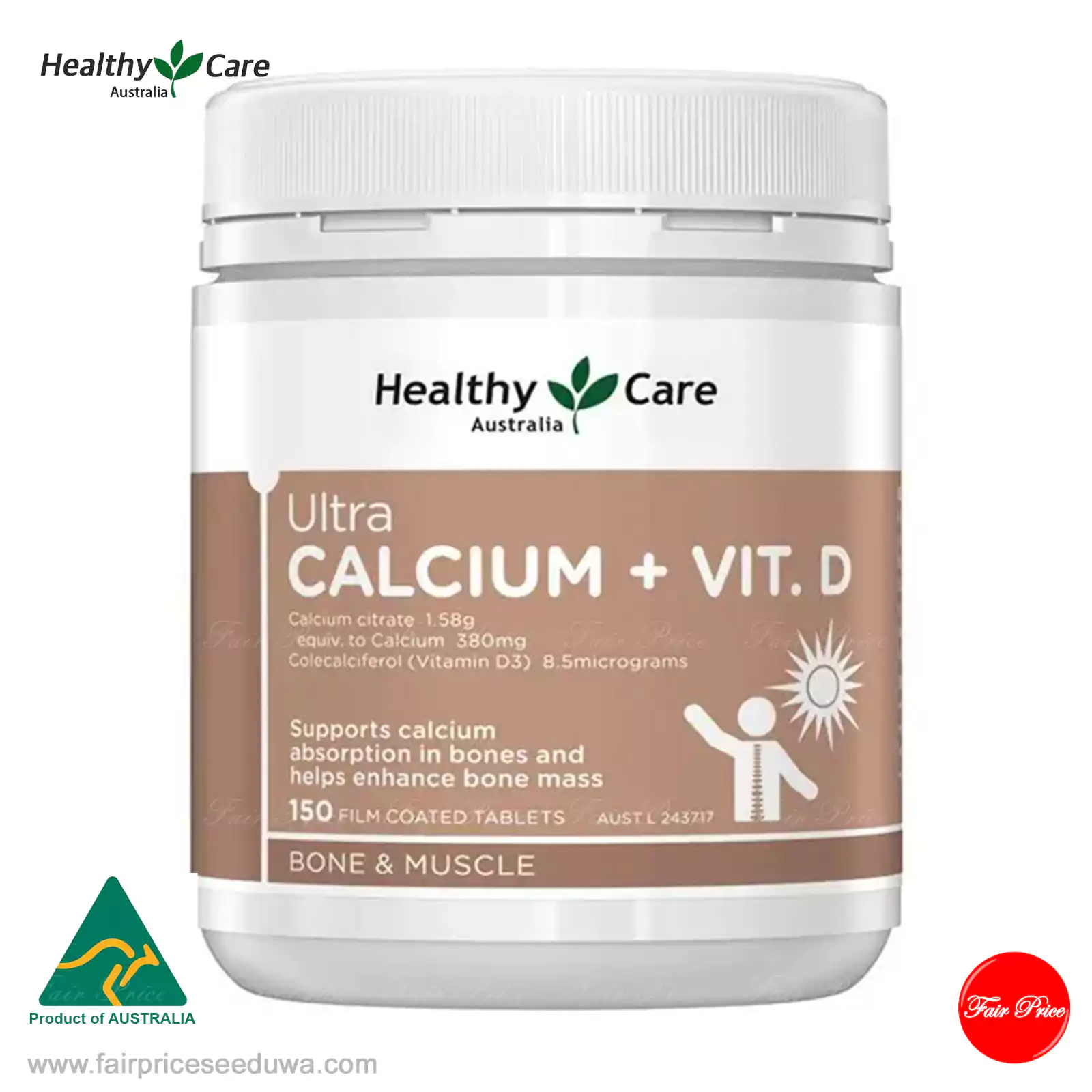 Healthy Care Ultra Calcium Plus Vitamin D 150 Tablets - Image 2