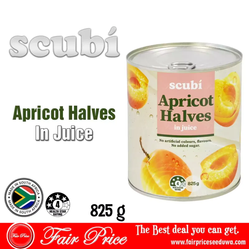 Scubi Apricot Halves In Juice 825g