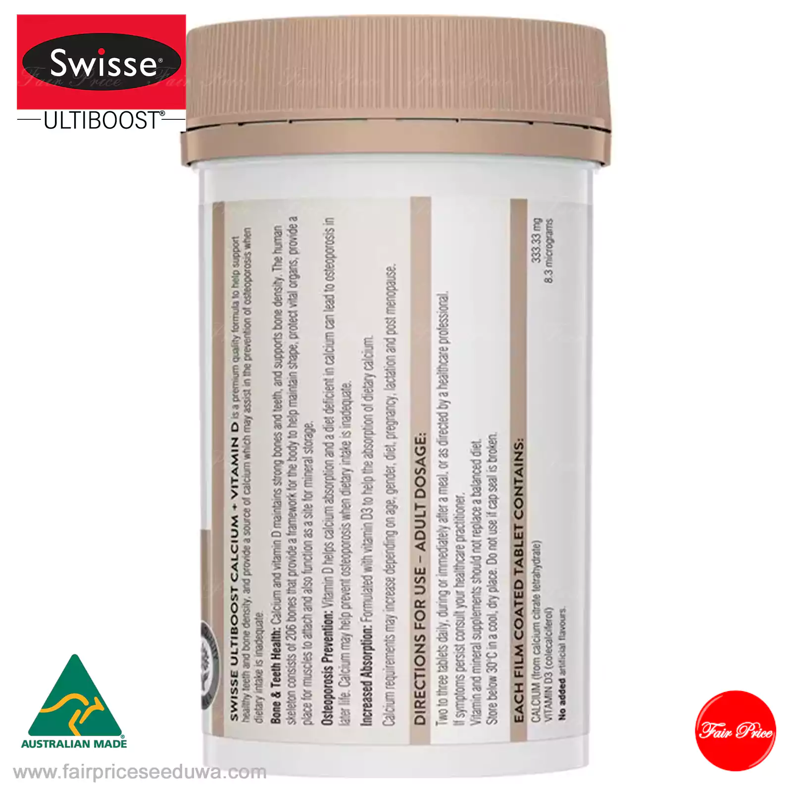 Swisse Ultiboost Calcium + Vitamin D 150 Tablets - Image 3