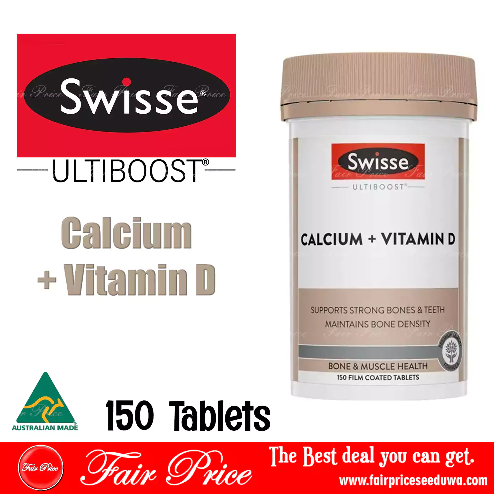 Swisse Ultiboost Calcium + Vitamin D 150 Tablets