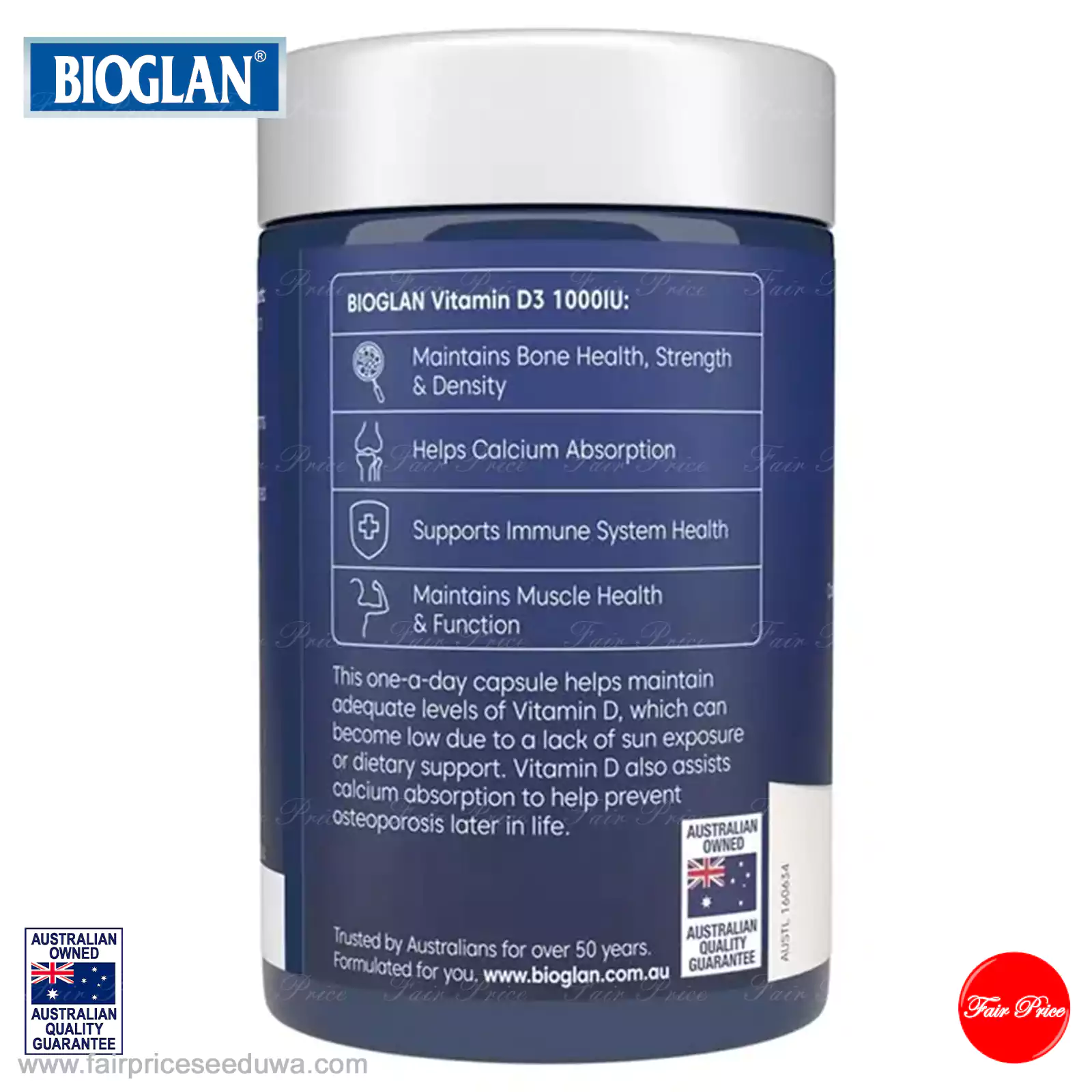 Bioglan Vitamin D3 1000IU 250 Capsules - Image 3