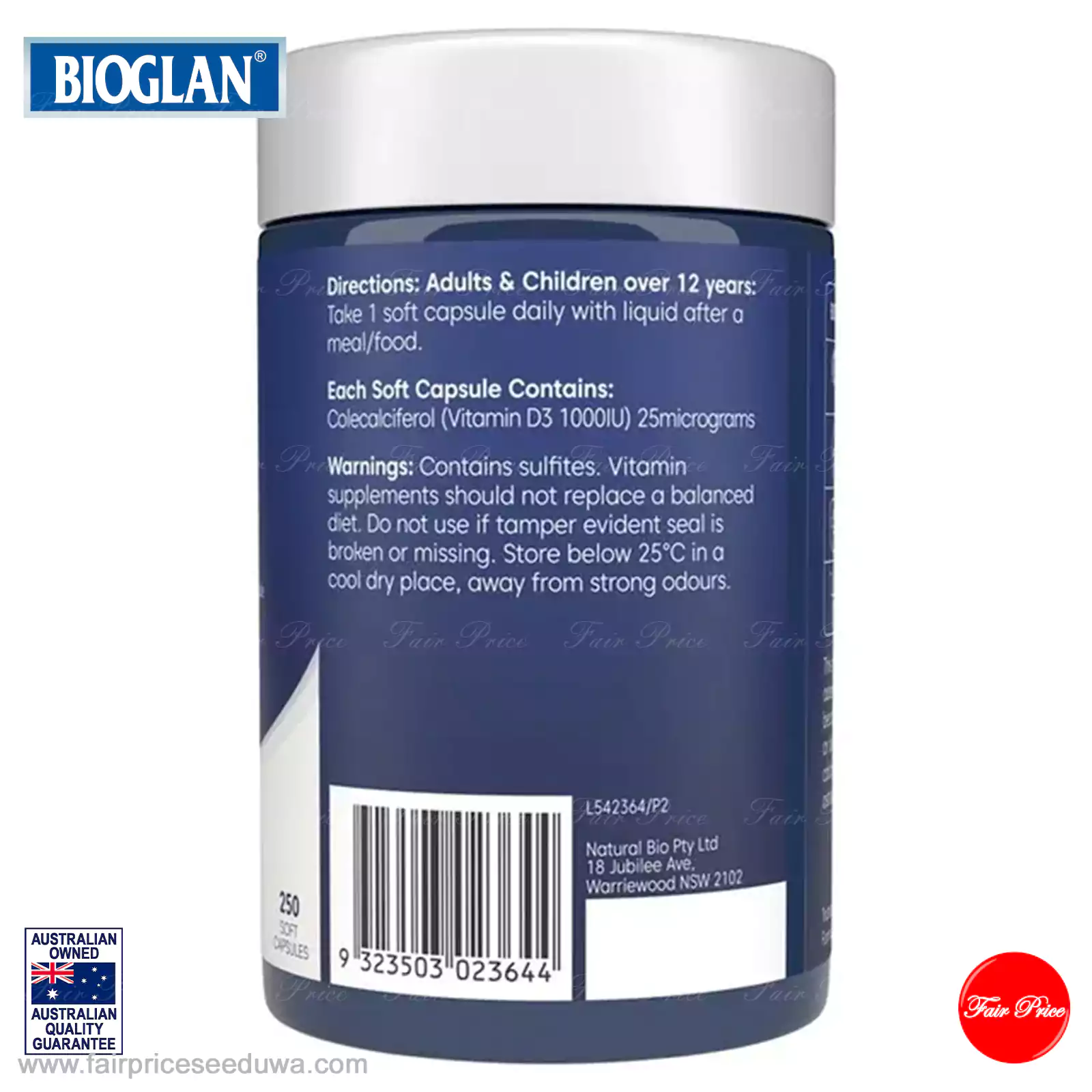 Bioglan Vitamin D3 1000IU 250 Capsules - Image 4
