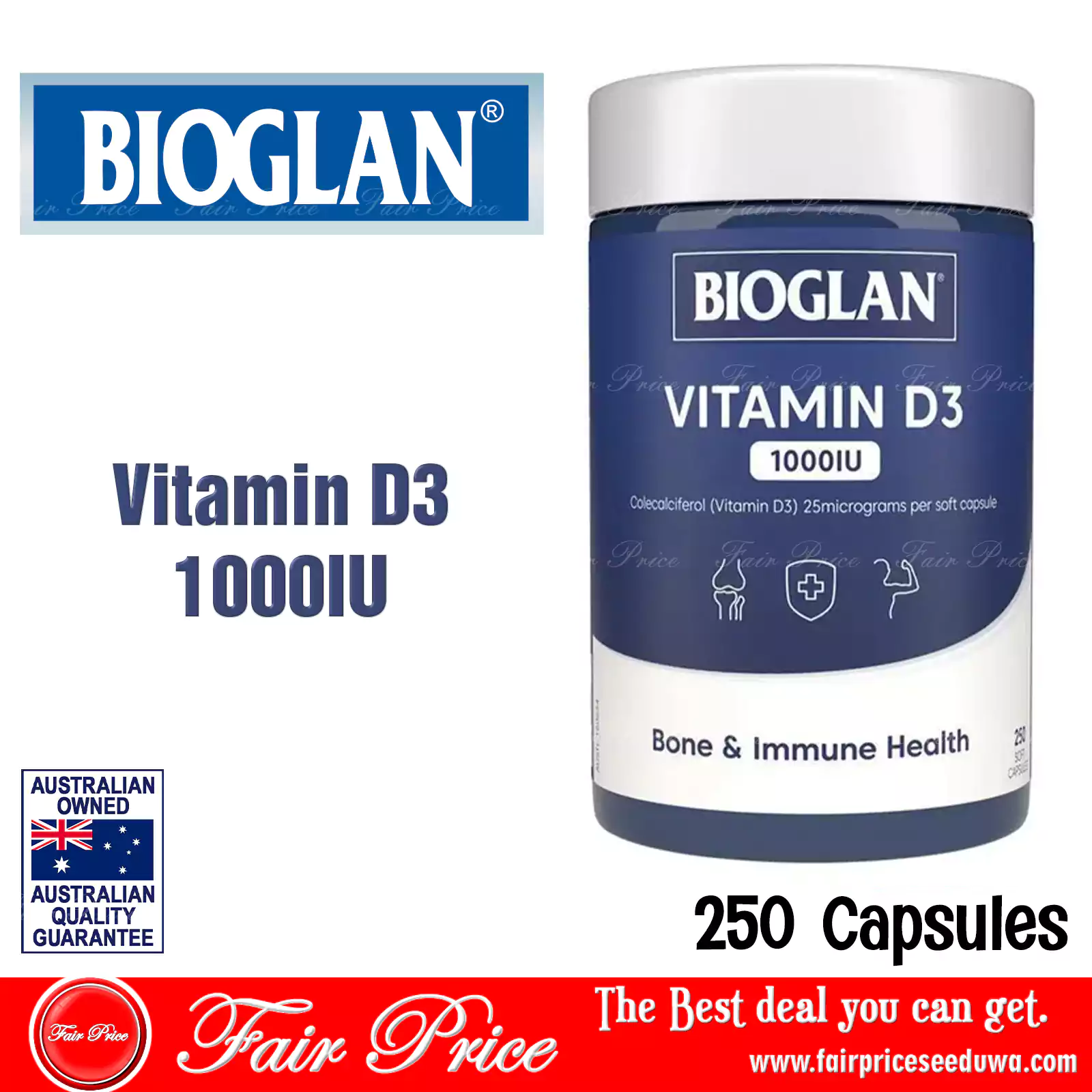 Bioglan Vitamin D3 1000IU 250 Capsules