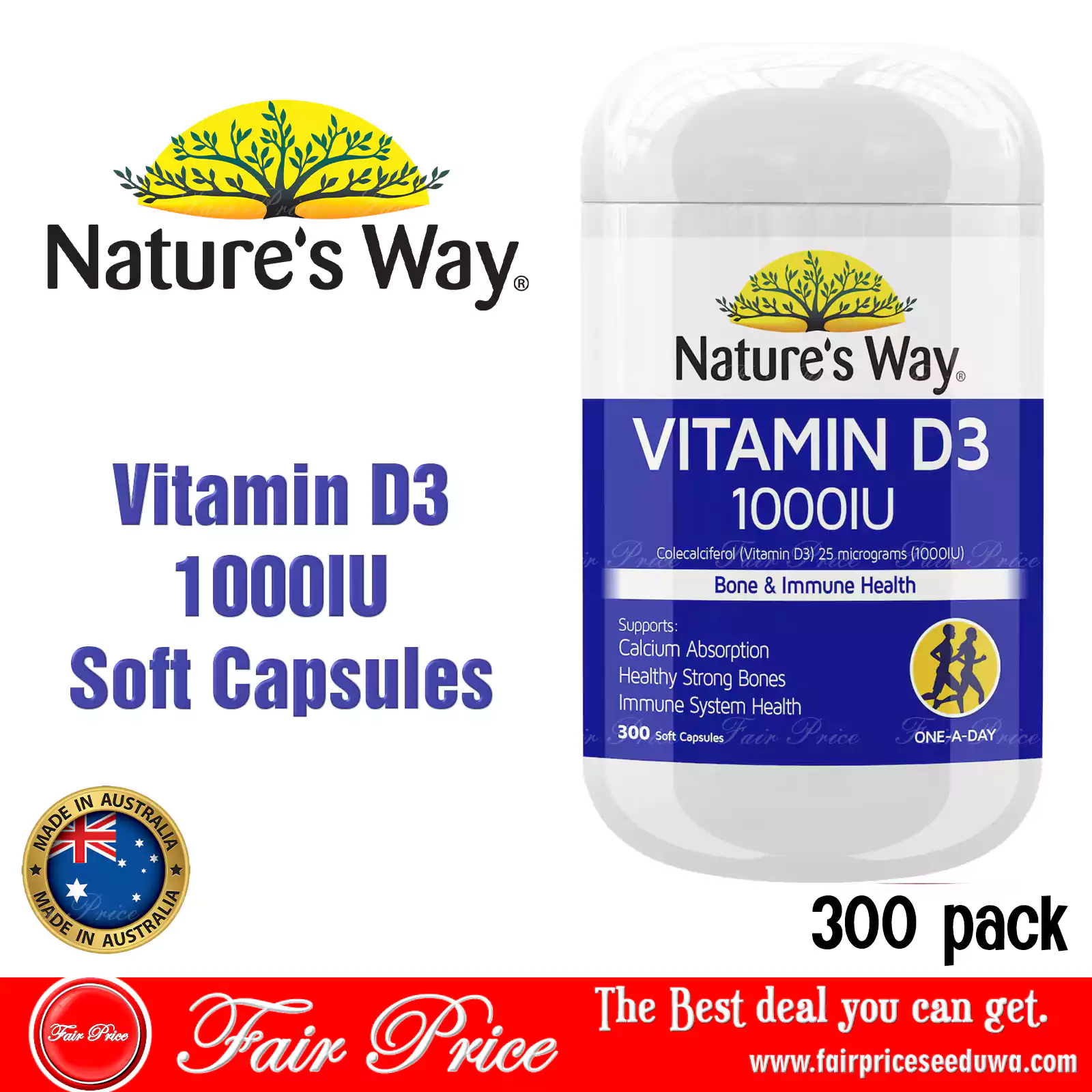Nature's Way Vitamin D3 1000IU Soft Capsules 300 pack