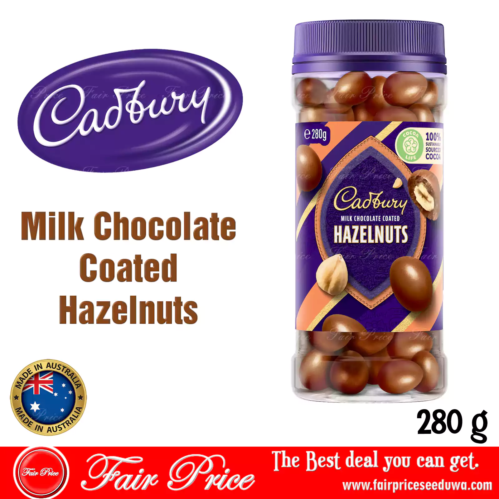 Cadbury Milk Chocolate Coated Hazelnuts 280g