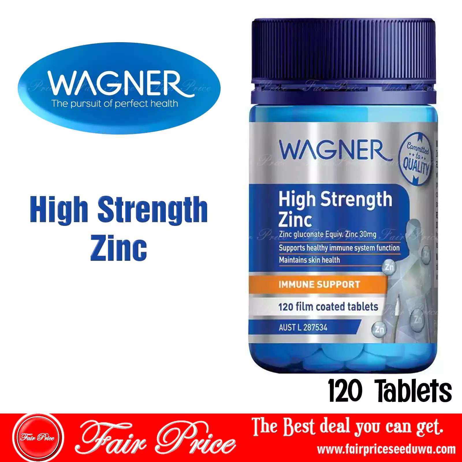 Wagner High Strength Zinc 120 Tablets