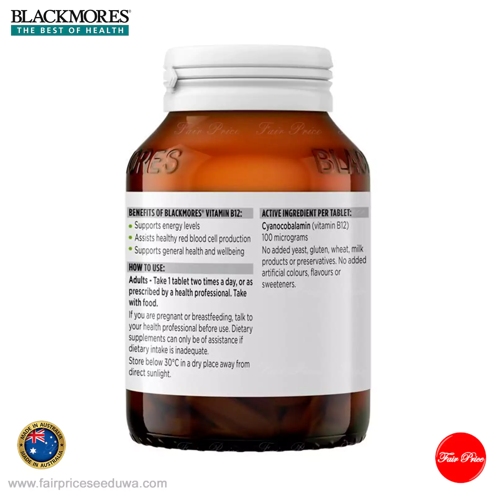Blackmores B12 100MCG 150 Tablets - Image 3
