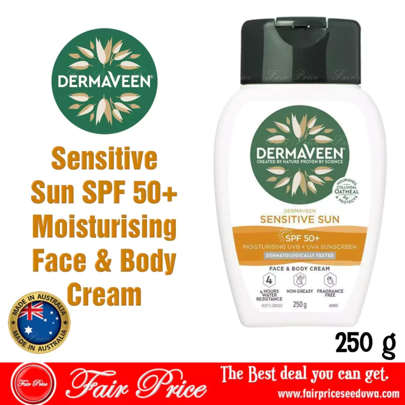 Dermaveen Sensitive Sun SPF 50+ Moisturising Face & Body Cream 250g