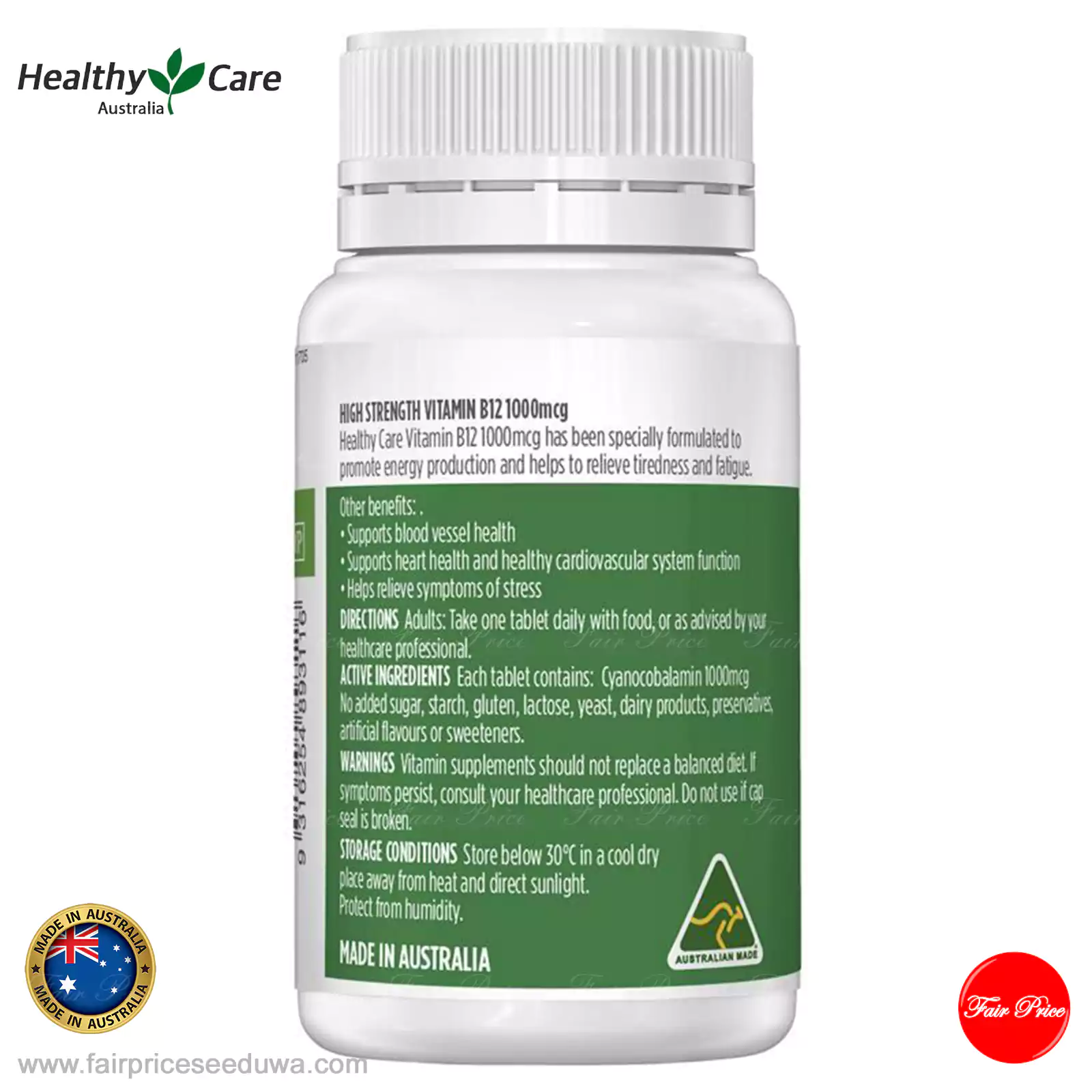 Healthy Care B12 1000mcg 60 Tablets - Image 4
