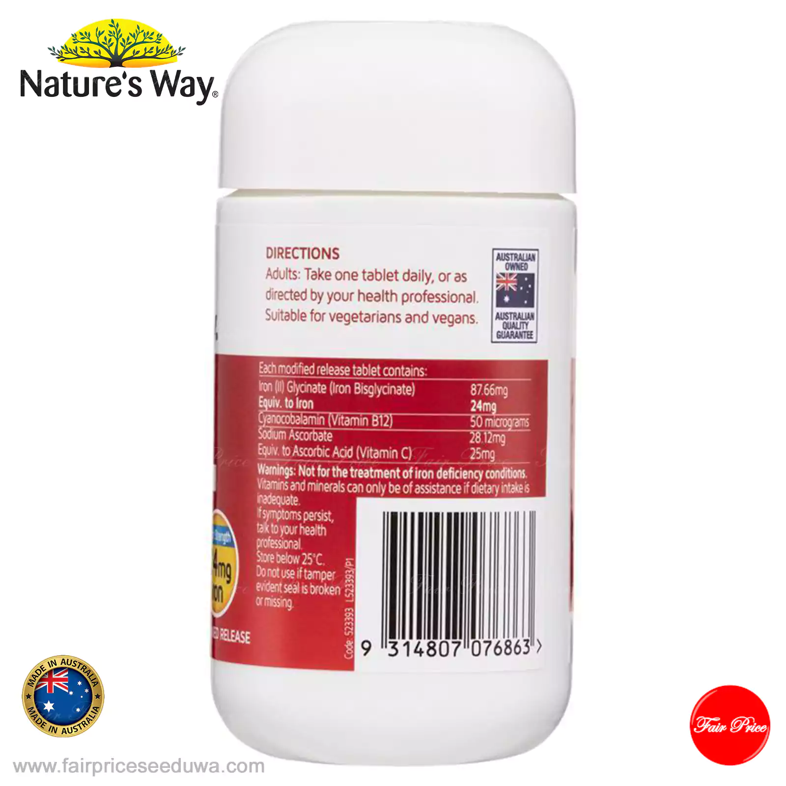 Nature's Way High Strength Iron 30 Tablets - Image 3