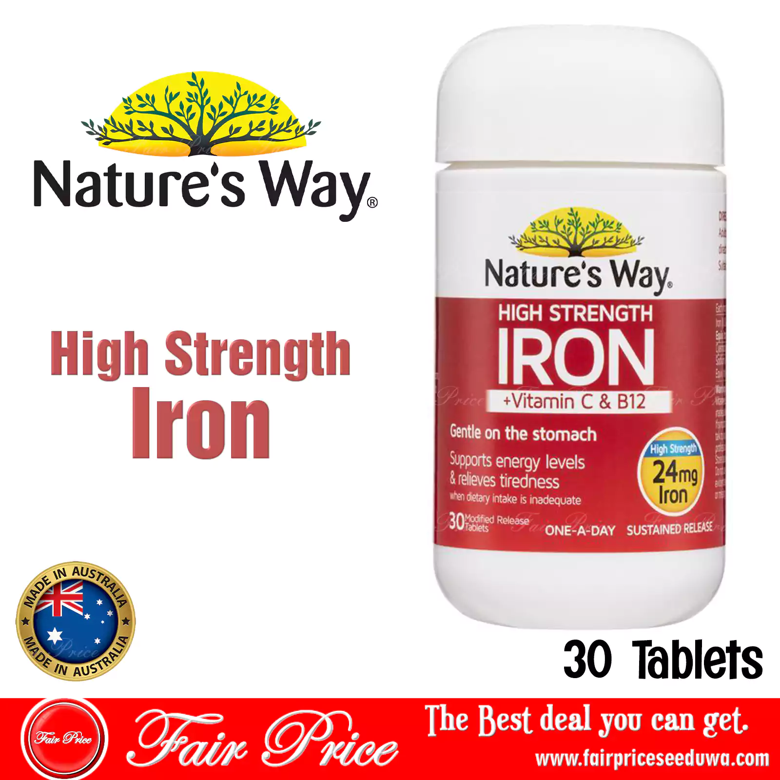 Nature's Way High Strength Iron 30 Tablets