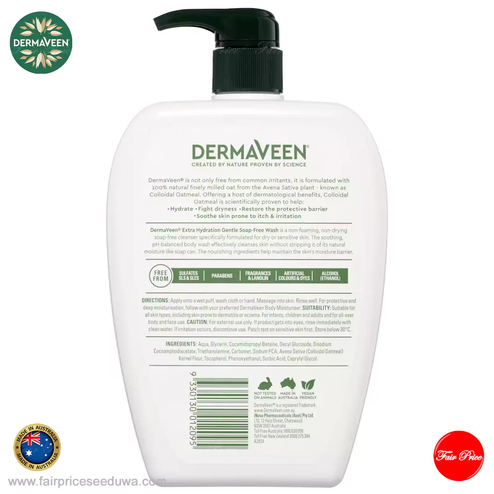 Dermaveen Extra Hydration Gentle Soap Free Wash 1L - Image 3