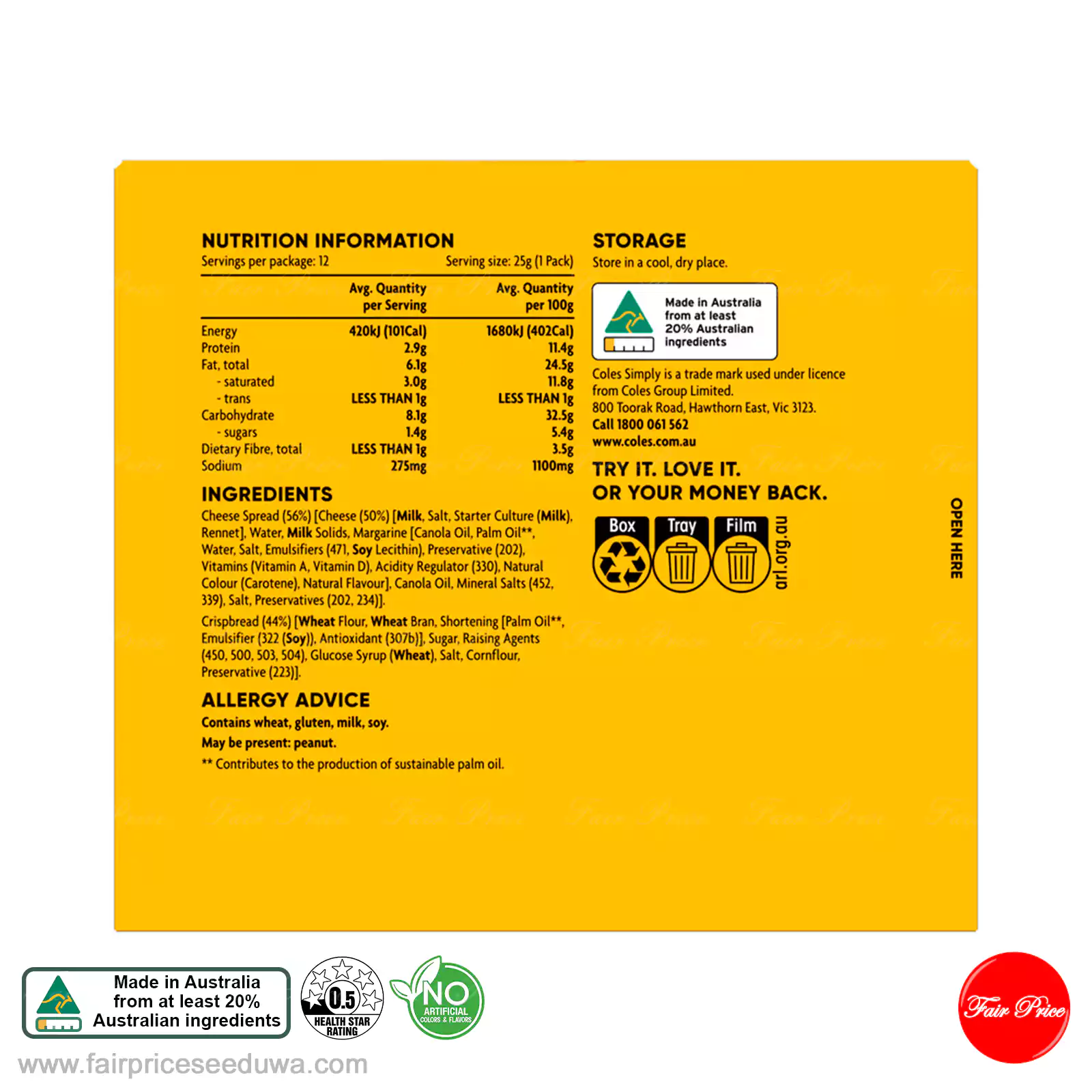 Coles Simply Cheese Spread Snack 12 Pack 300g - Image 2