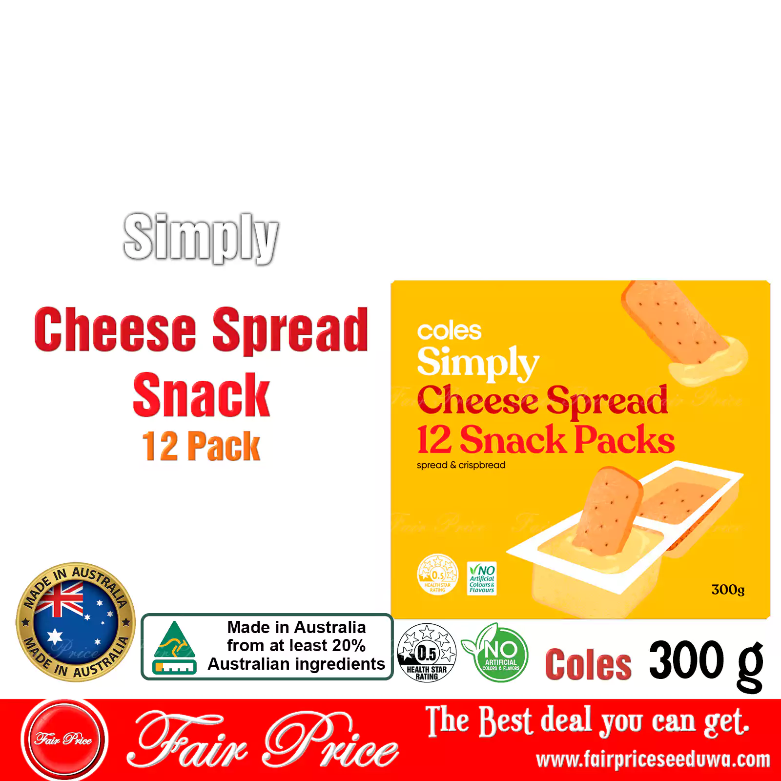 Coles Simply Cheese Spread Snack 12 Pack 300g