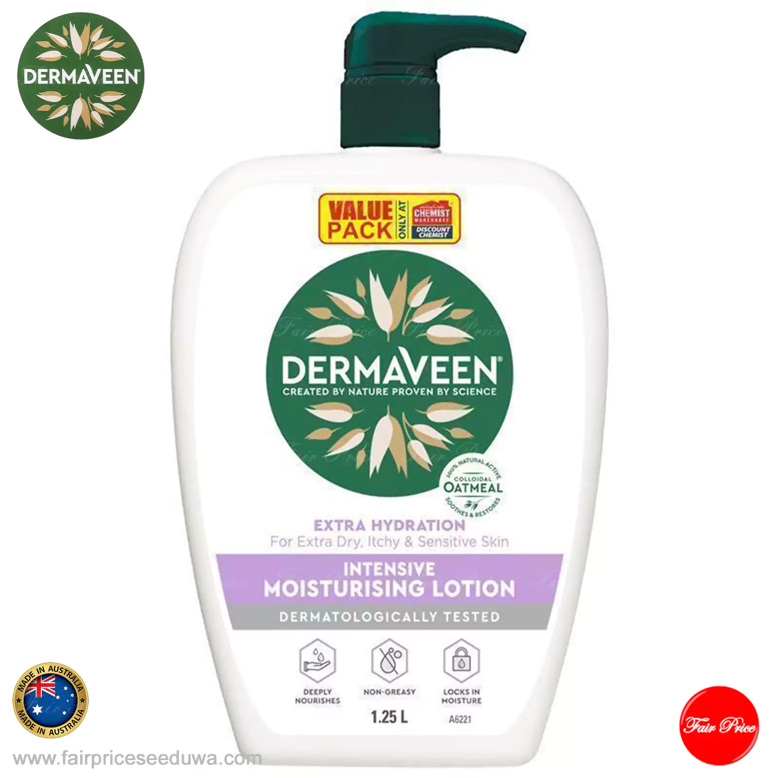 DermaVeen Extra Hydration Intensive Moisturising Lotion 1.25L Exclusive Size - Image 2