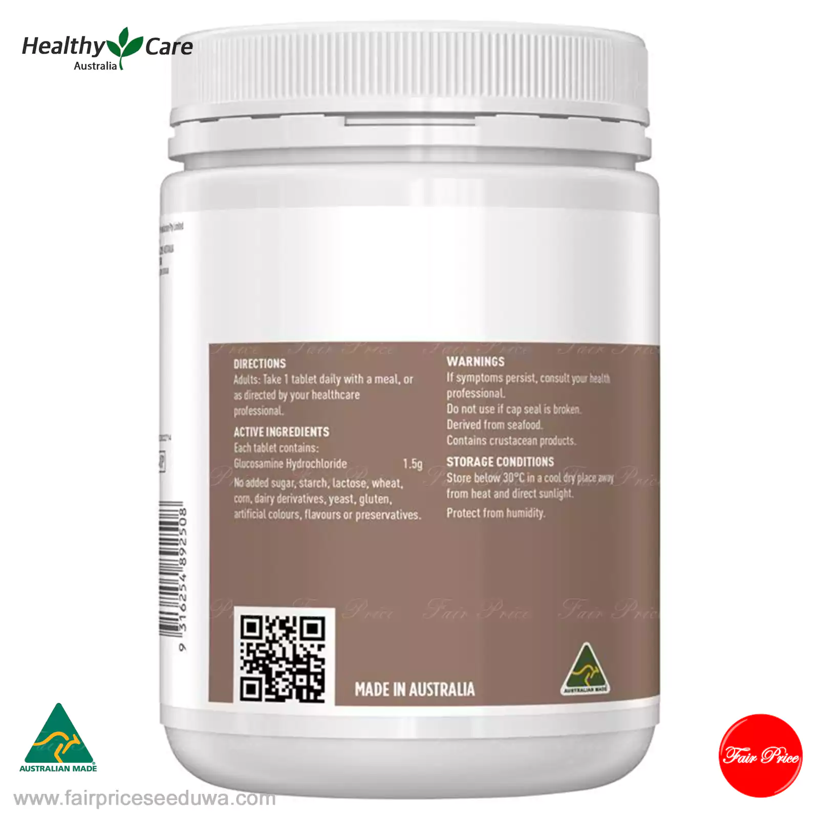 Healthy Care Glucosamine HCL 1500mg 400 Tablets - Image 3