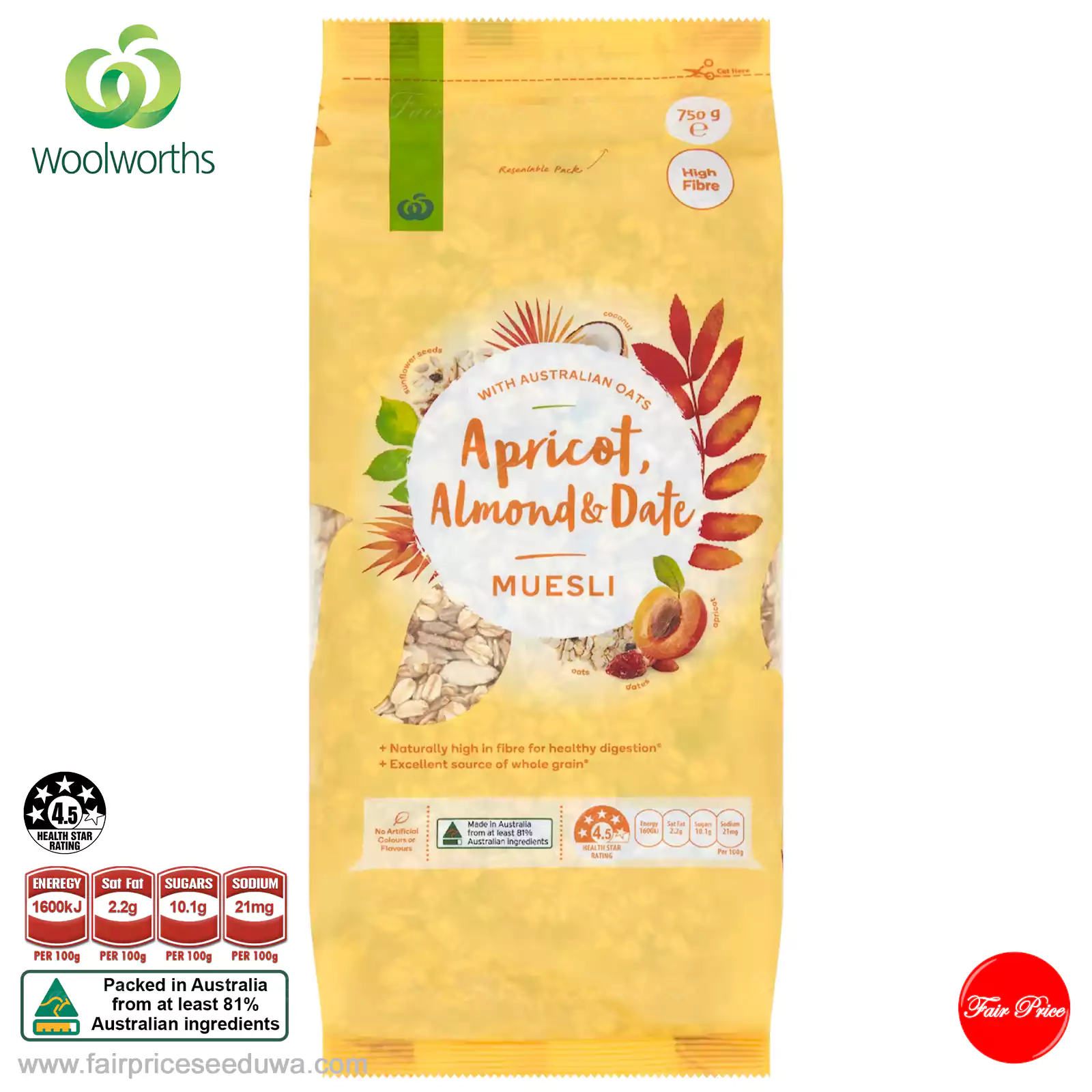 Woolworths Apricot Almond & Date Muesli 750g - Image 2