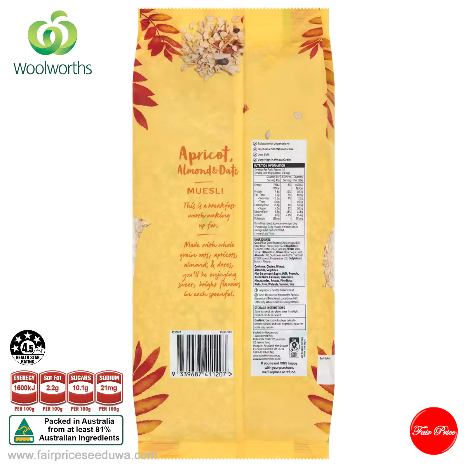 Woolworths Apricot Almond & Date Muesli 750g - Image 3
