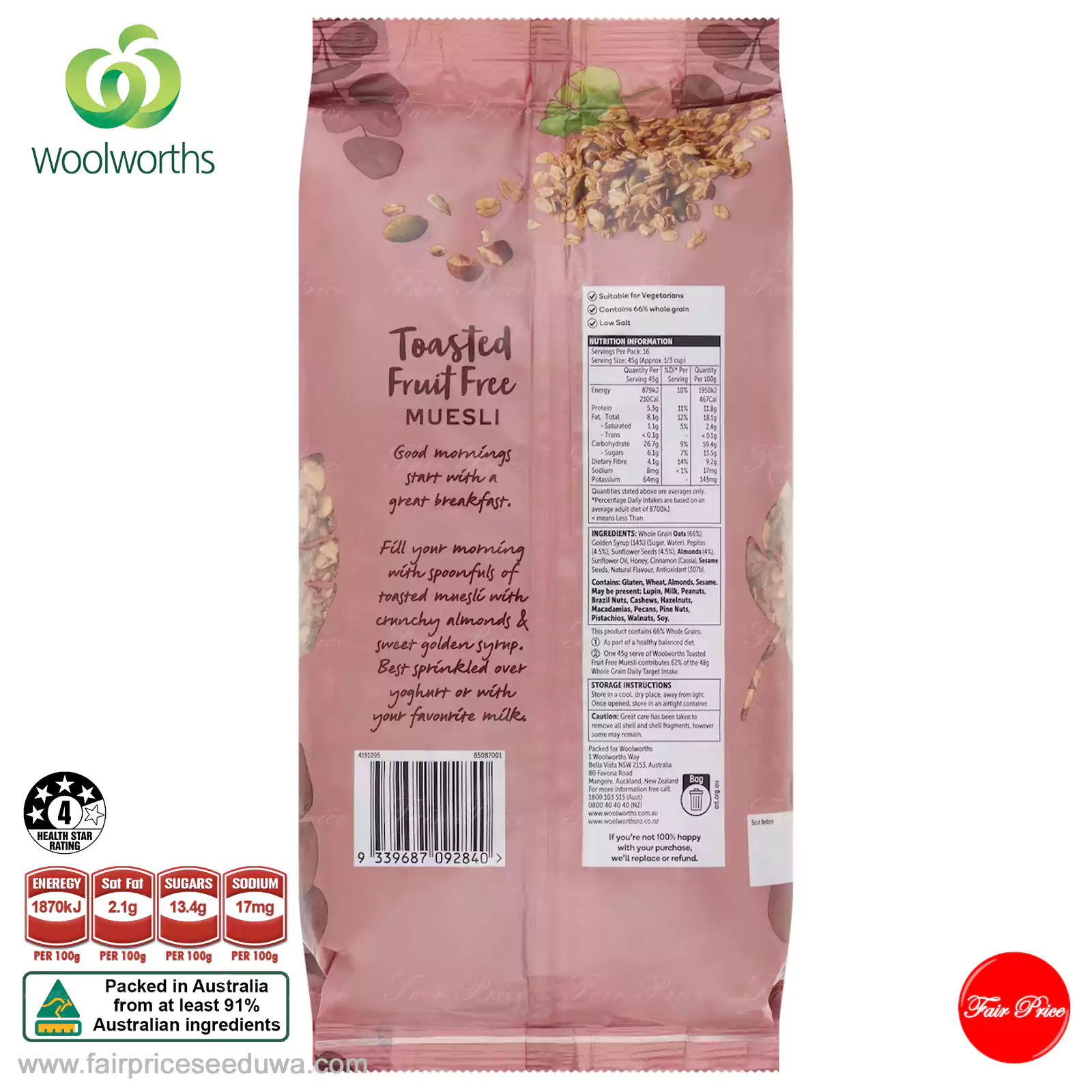 Woolworths Fruit Free Toasted Muesli 750g - Image 3