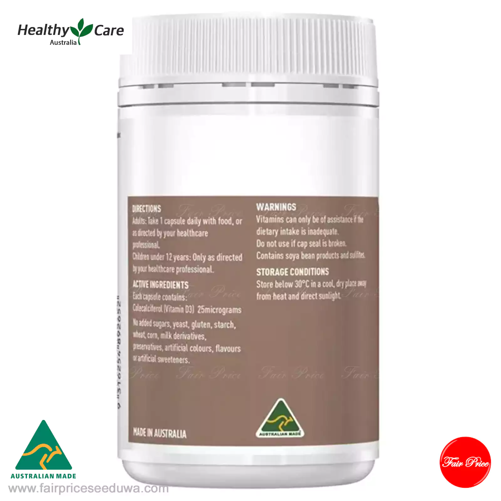 Healthy Care Vitamin D3 1000IU 250 softgel Capsules - Image 4