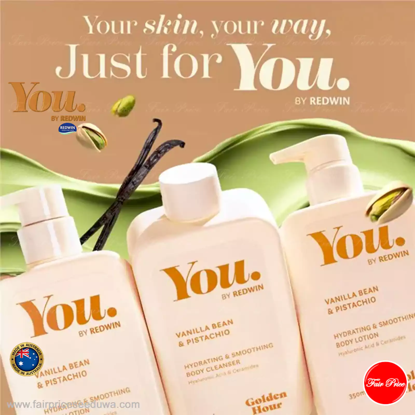 Redwin You Golden Hour Vanilla Bean & Pistachio Body Cleanser 350ml - Image 5