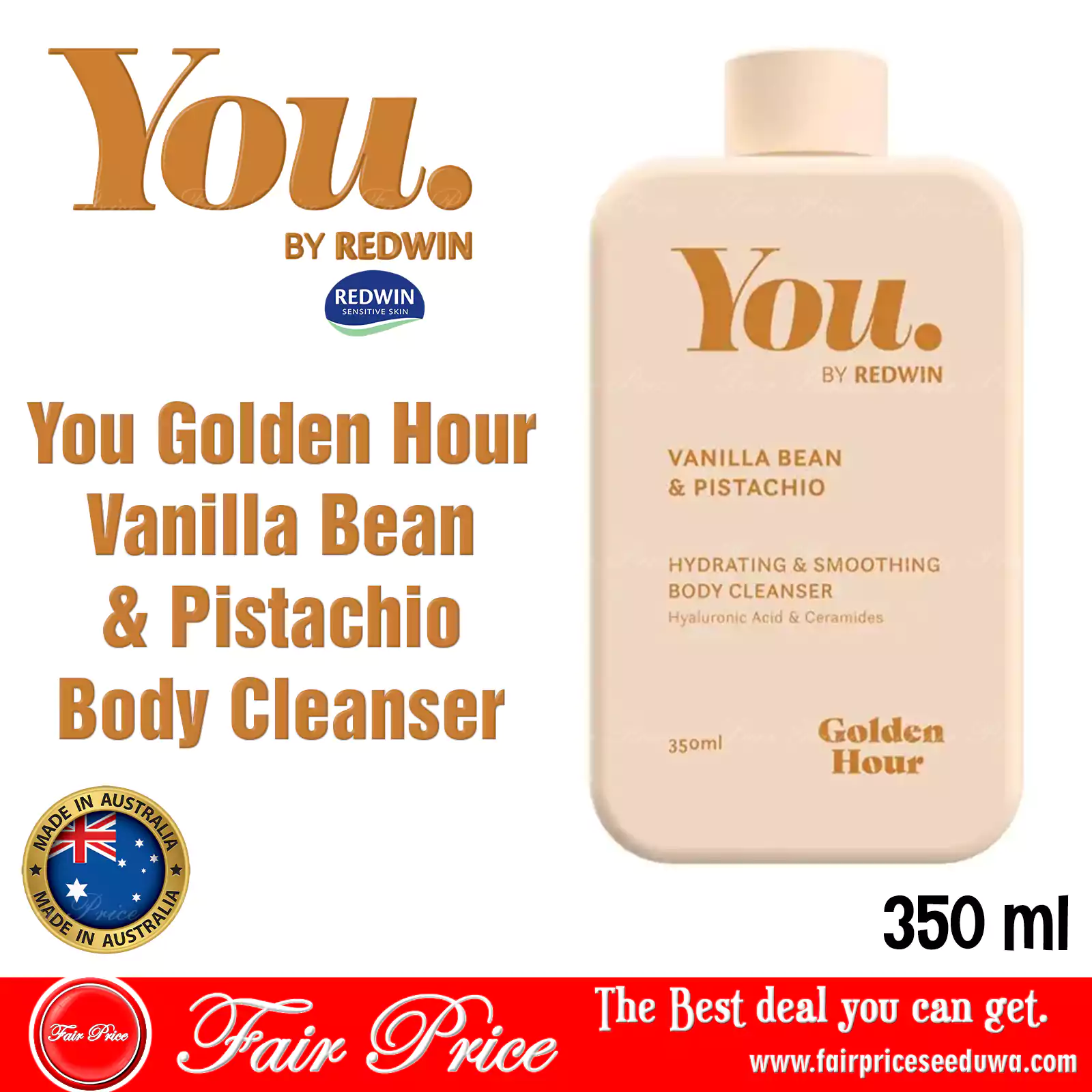 Redwin You Golden Hour Vanilla Bean & Pistachio Body Cleanser 350ml