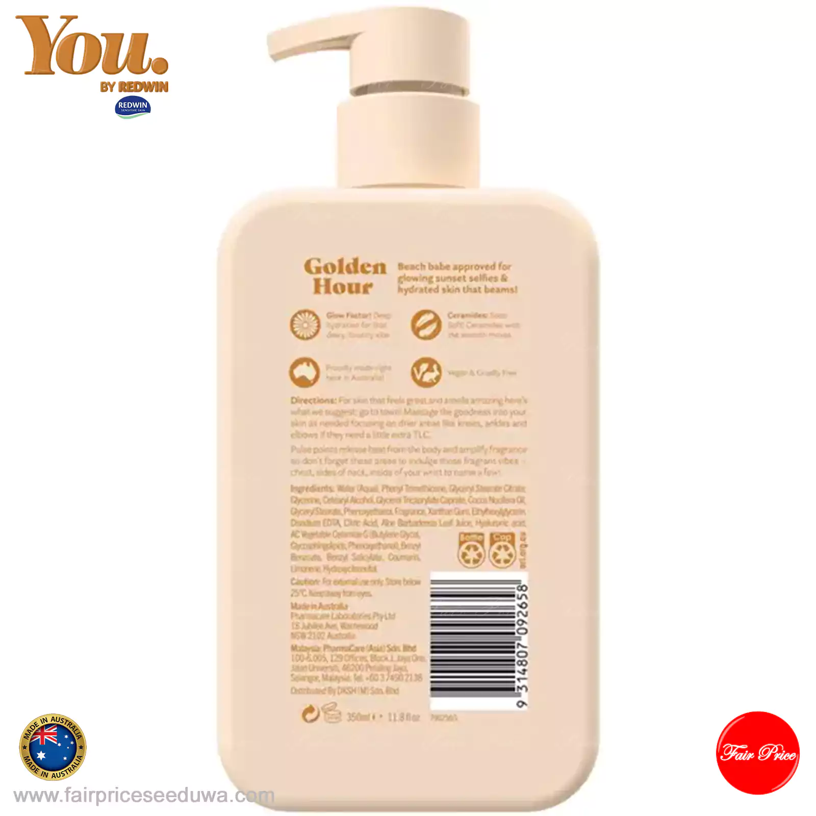 Redwin You Golden Hour Vanilla Bean & Pistachio Body Lotion 350ml - Image 3