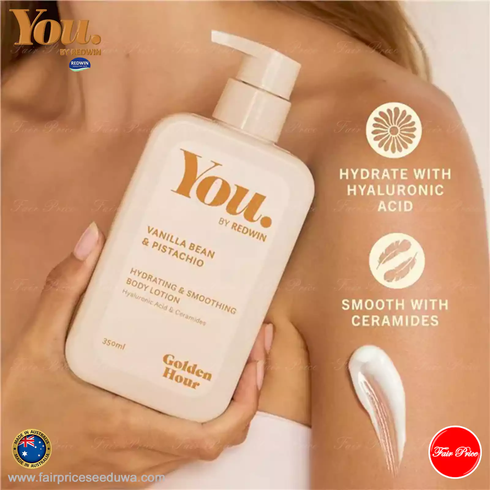 Redwin You Golden Hour Vanilla Bean & Pistachio Body Lotion 350ml - Image 4