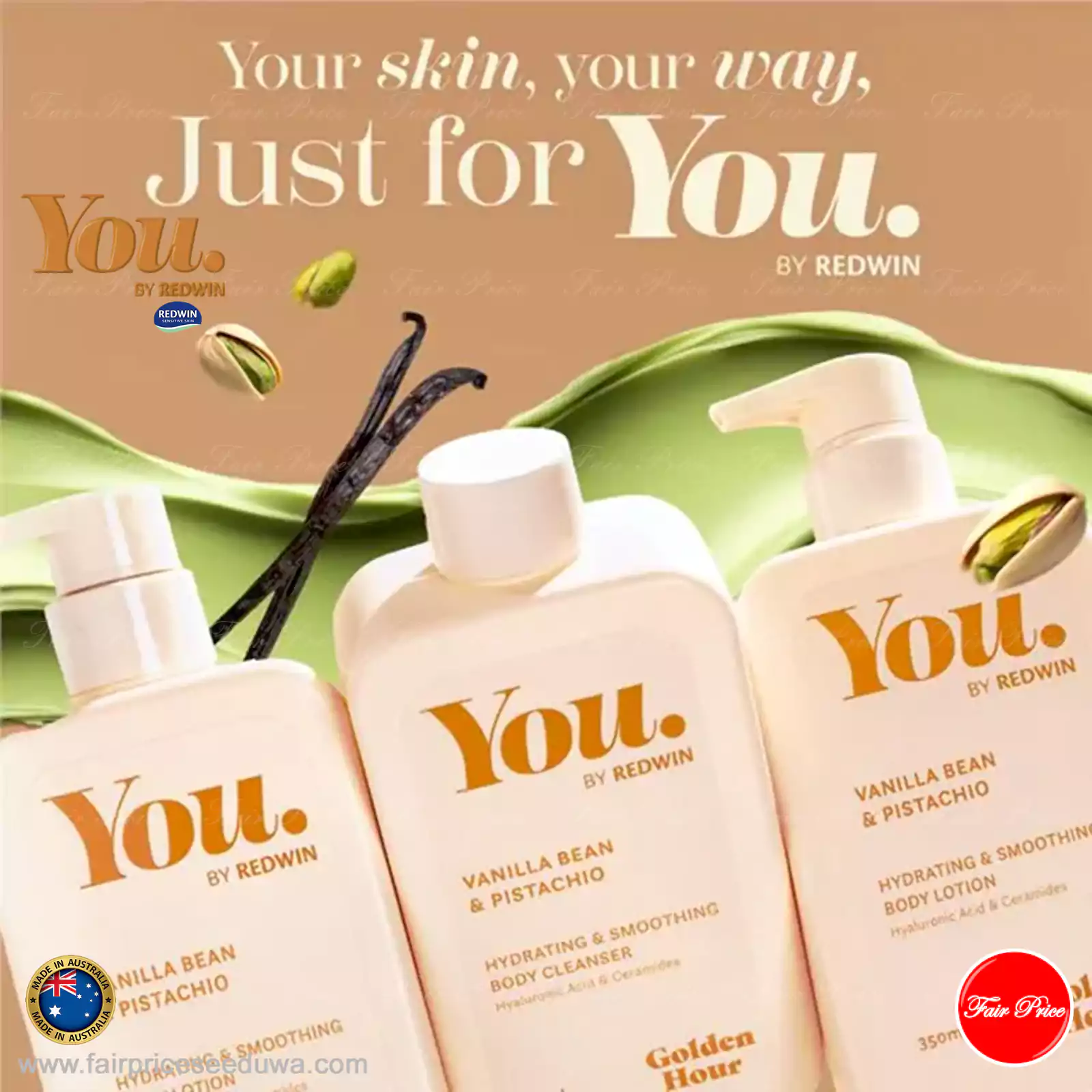 Redwin You Golden Hour Vanilla Bean & Pistachio Body Lotion 350ml - Image 5