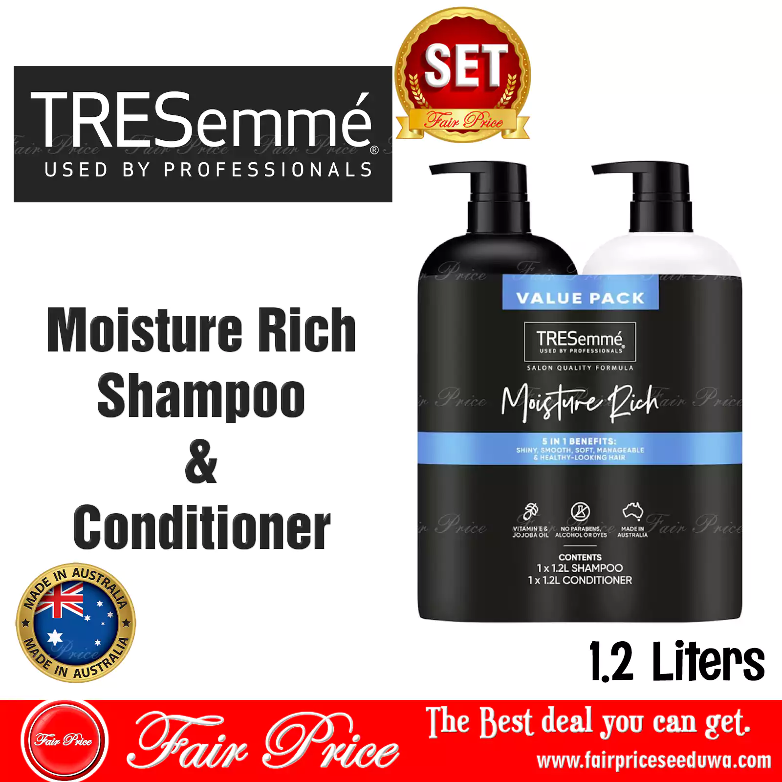 TRESemme Moisture Rich Shampoo And Conditioner 2 x 1.2L (SET)